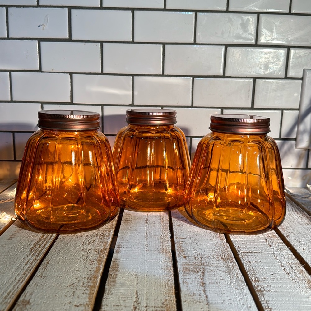 Set of 3 orange pumpkin jars // holds 32 fl oz each